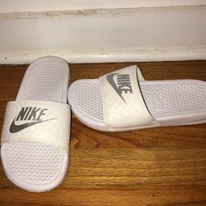 White Nike Slides